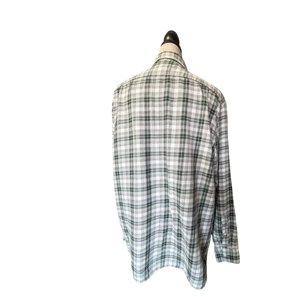 Banana Republic XL Slim Fit Plaid Button Down Shirt Green Light pink Long Sleeve